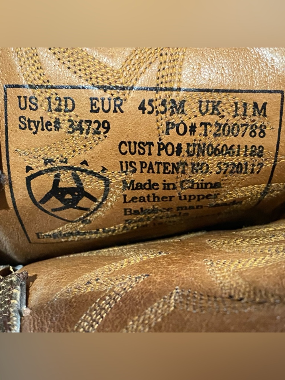 Ariat Tan Leather Western Boots men size 12D cowboy western Distressed Brown - Picture 11 of 15